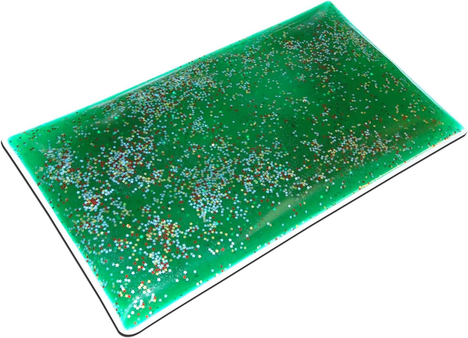 Glitter Gel Weighted Rectangular Lap Pad, 10 x 22 Inches, 7 Pounds, Green 2123395